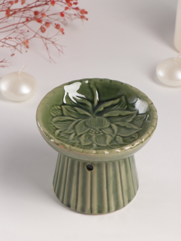 Аромалампа керамика Аромалампа керамика "Лотос" тёмно-зеленая 11,4х11,4х9 см