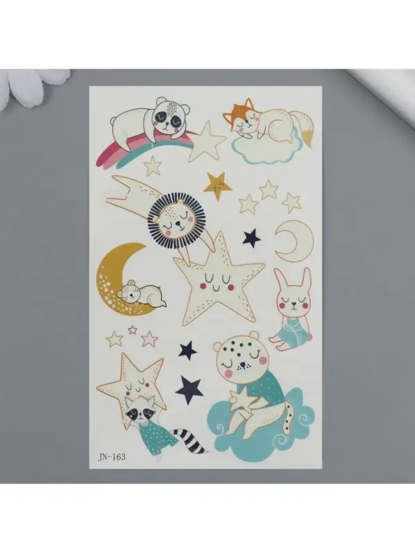 Переводные тату на тело светящиеся «Спящие зверята», 12×7.5 см