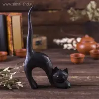 Сувенир дерево "Кошка под кольца черная выгнутая" 15х3х25 см