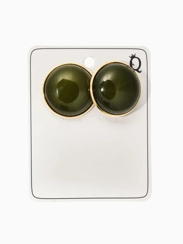 Серьги акрил "Стиль", круг, цвет зелёный в золоте