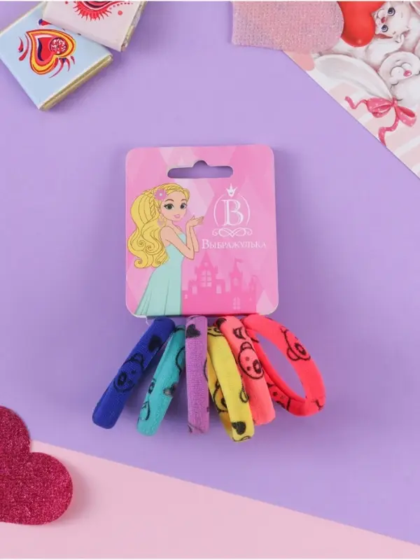 Резинка для волос "Спорт" (набор 6 шт) мордашки