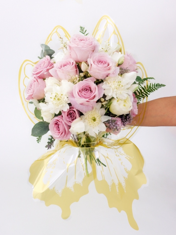 Декор флористический для букетов,  Декор флористический для букетов, "Крылья бабочки", золотая, 50х56 см