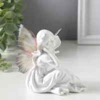 Сувенир полистоун "Девочка-бабочка" белый 6,5х10х9,7 см