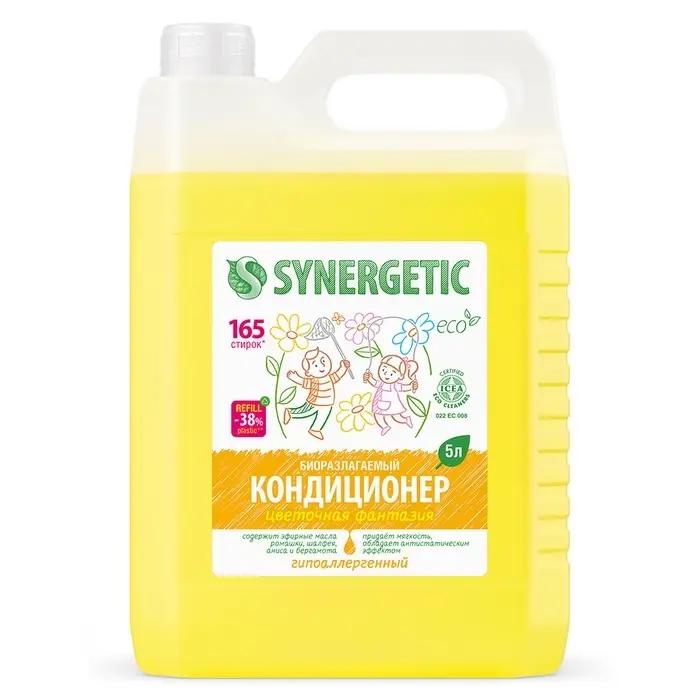 Кондиционер-ополаскиватель для белья Synergetic &laquo;Цветочная фантазия&raquo;, гипоаллергенный, 5 л