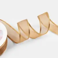 Лента декоративная, капроновая/атласная, 20 мм, 18&plusmn;1 м, бежевая