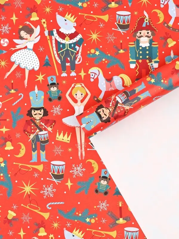 Набор упаковочной бумаги &laquo;Щелкунчик&raquo;,10 листов, 70 &times; 100 см