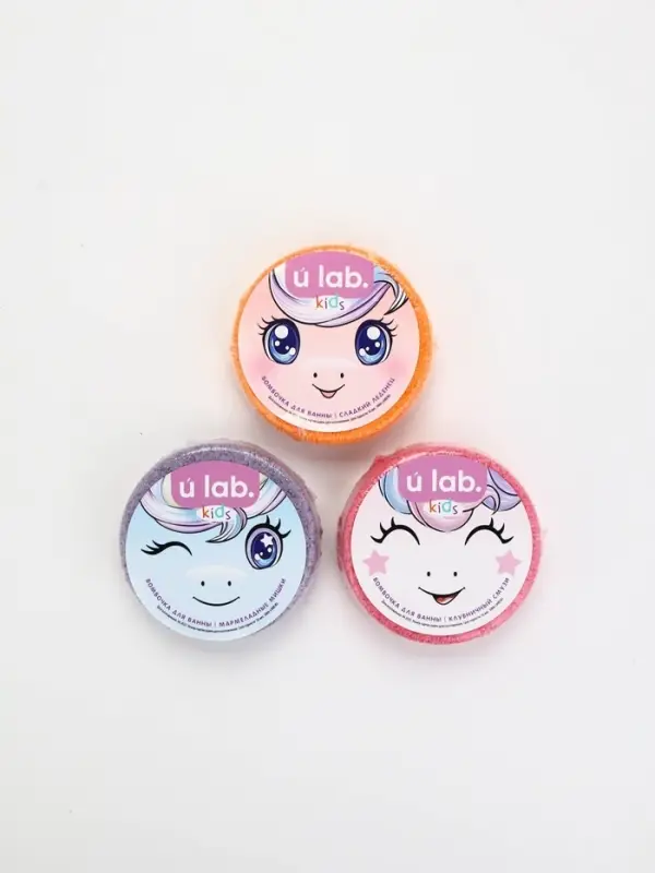 Набор бомбочек для ванны  Набор бомбочек для ванны "Единороги", 3x100 г