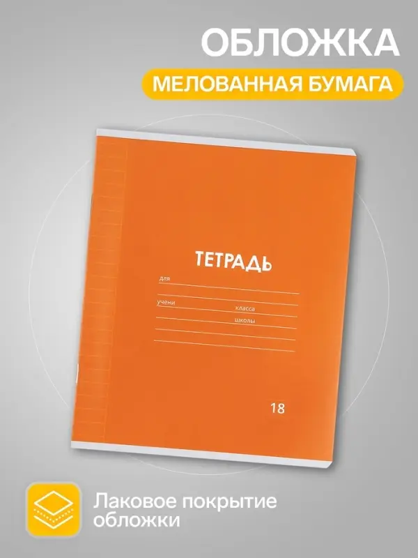 Тетради 10 штук, 18 листов в линейку Calligrata &laquo;Однотонная Классика. Эконом&raquo;, серые листы, МИКС