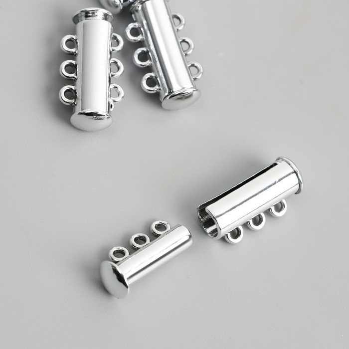 Застёжка магнитная трёхрядная металл серебро набор 4 шт 0,6х2,1 см Застёжка магнитная трёхрядная металл серебро набор 4 шт 0,6х2,1 см