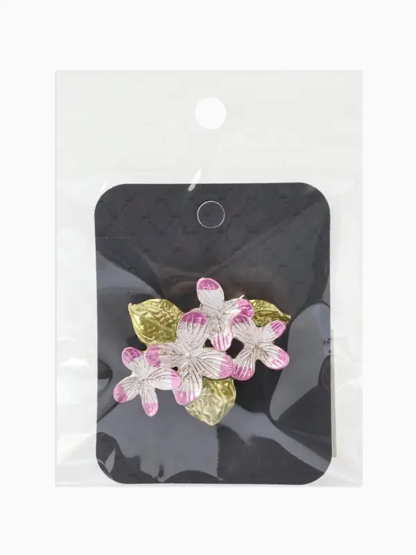 Брошь &laquo;Сакура&raquo; цветок, цвет зелено-розовый в золоте