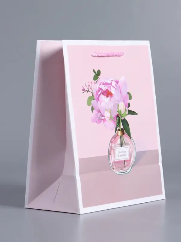 Пакет подарочный ламинированный "Счастья и любви" 18 х 22,3 х 10 см