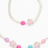 Набор детский &laquo;Выбражулька&raquo; 2 предмета: бусы, браслет, цветы, жемчуг, цвет бело-розовый