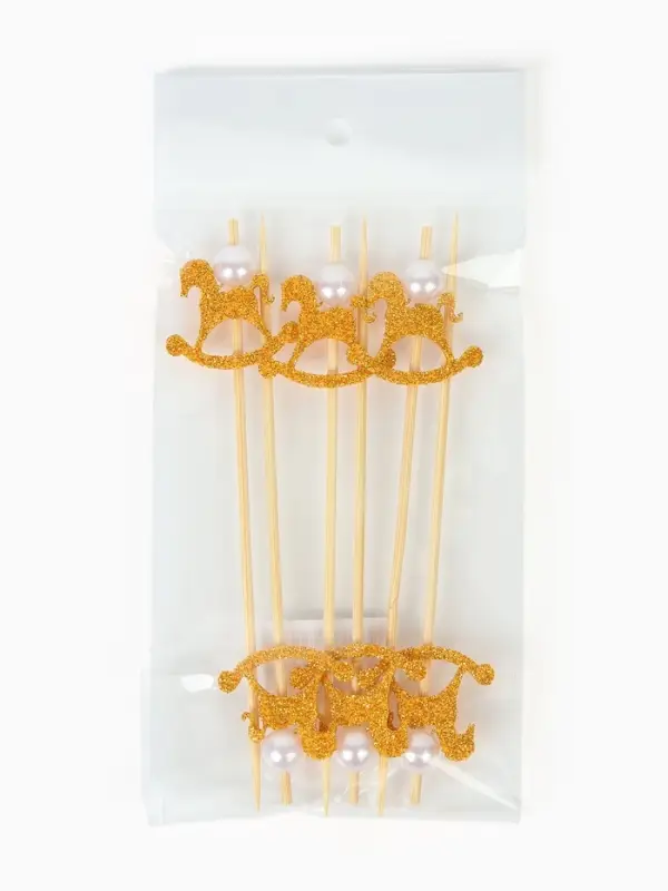 Шпажки "Лошадка" золотая, набор 6 шт.