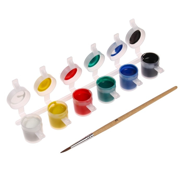 Краска по ткани, набор 6 цветов х 5 мл, Луч, акриловая на водной основе, с кистью Краска по ткани, набор 6 цветов х 5 мл, Луч, акриловая на водной основе, с кистью