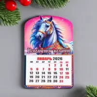 Магнит новогодний календарь, отрывной "Исполнения желаний" 9,5х6,5 см