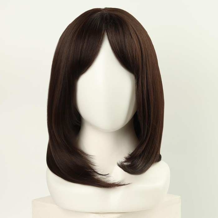 Парик искусственный, с чёлкой, имитация кожи, 30 см, цвет каштановый Парик искусственный, с чёлкой, имитация кожи, 30 см, цвет каштановый