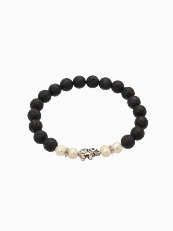 Браслет  Браслет "Слоник" жемчуг, лава, длина 18 см