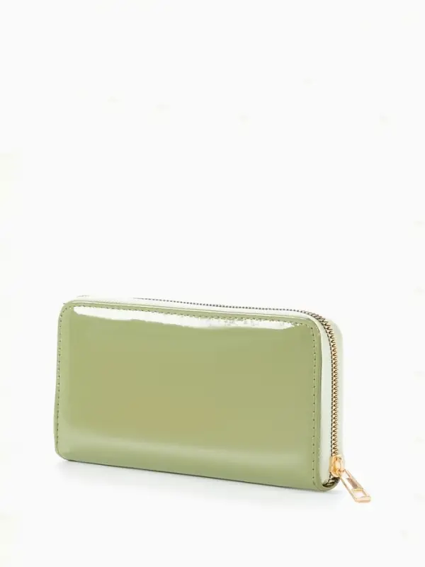 Кошелёк женский на молнии, 20&times;2&times;10 см, лаковый, зелёный