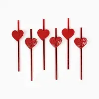 Трубочки для коктейля «Сердечки», красные, 6 шт