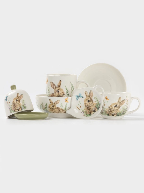 Чайная пара Доляна «Зайка», 2 предмета: чашка 250 мл, блюдце d=15 см, фарфор, белая Чайная пара Доляна «Зайка», 2 предмета: чашка 250 мл, блюдце d=15 см, фарфор, белая