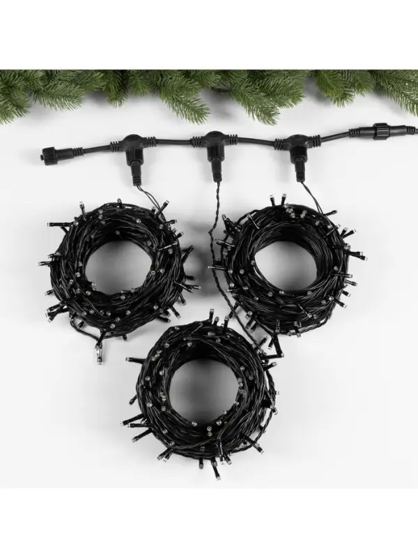 Гирлянда &laquo;Клип-лайт&raquo; 3 нити по 20 м, IP44, УМС, тёмная нить, 399 LED, свечение белое, мерцание, 24 В