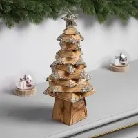 Фигура деревянная &laquo;Ёлочка&raquo;, 33&times;17&times;17 см, 50 LED, от батареек AAx2, свечение тёплое белое