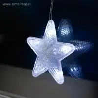 Гирлянда &laquo;Бахрома&raquo; 2.4&times;0.9 м с насадками &laquo;Звёздочки&raquo;, IP20, прозрачная нить, 186 LED, свечение белое, 8 режимов, 220 В