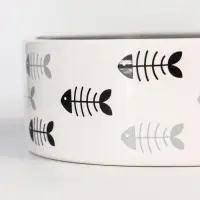 Миска &laquo;Рыбные косточки&raquo;, 300 мл, 12.5&times;4.5 см, керамика, серая, белая