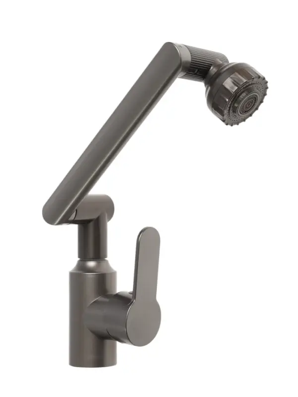 Смеситель для кухни ZEIN Z3706, регулируемый излив высотой 25 см, аэратор 2 режима, графит