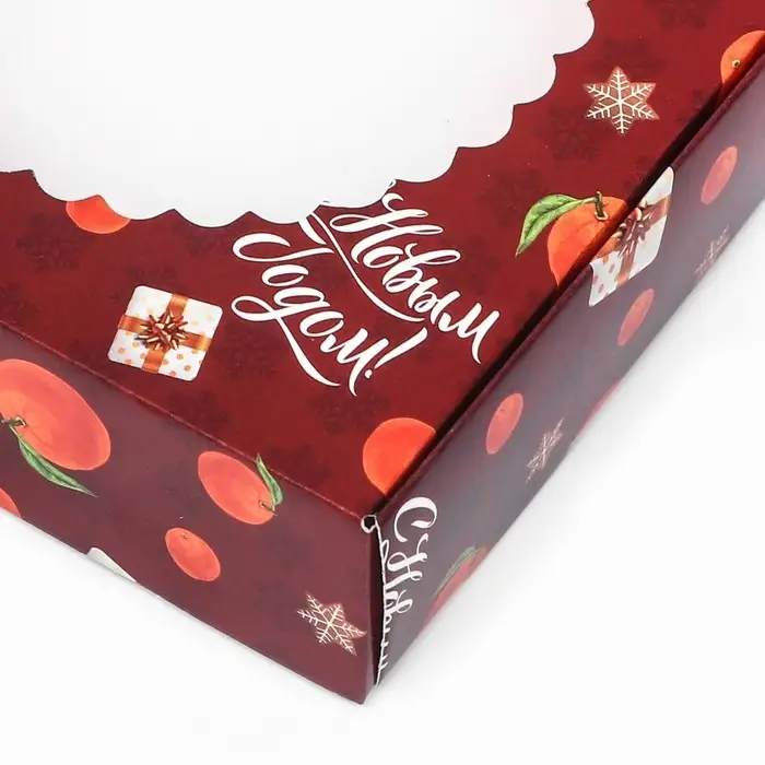 Подарочная коробка сборная с окном «Мандарины и подарки», 11.5×11.5×3 см Подарочная коробка сборная с окном «Мандарины и подарки», 11.5×11.5×3 см