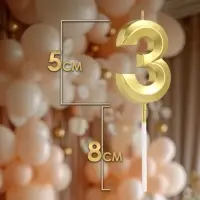 Свеча в торт на шпажке «Цифра 3», золотая, 5 см