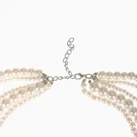 Бусы &laquo;Жемчуг&raquo;, многоярусный 5 нитей, бусины №4, 6, 8, 10, цвет молочный в серебре, 70 см