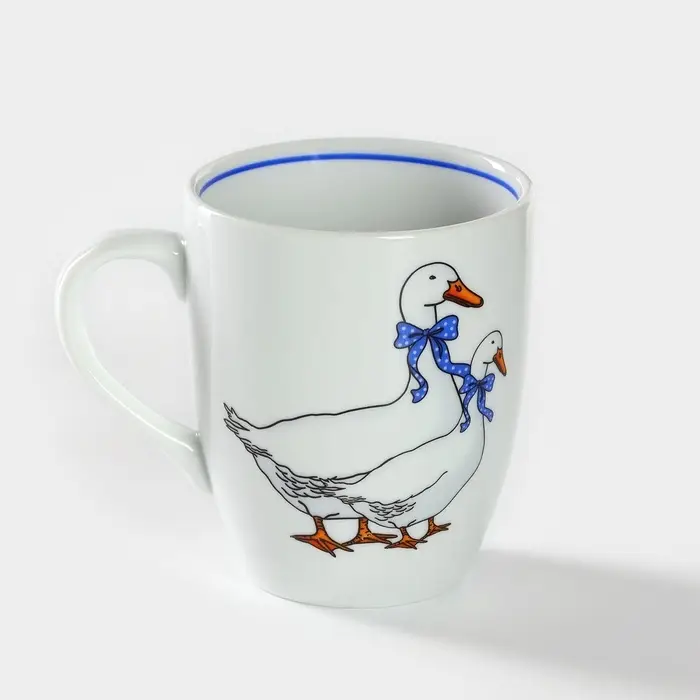 Кружка Добрушский завод &laquo;Гуси&raquo;, 300 мл, фарфор, белая