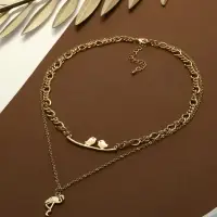 Кулон &laquo;Цепь&raquo;, фламинго, цвет золото