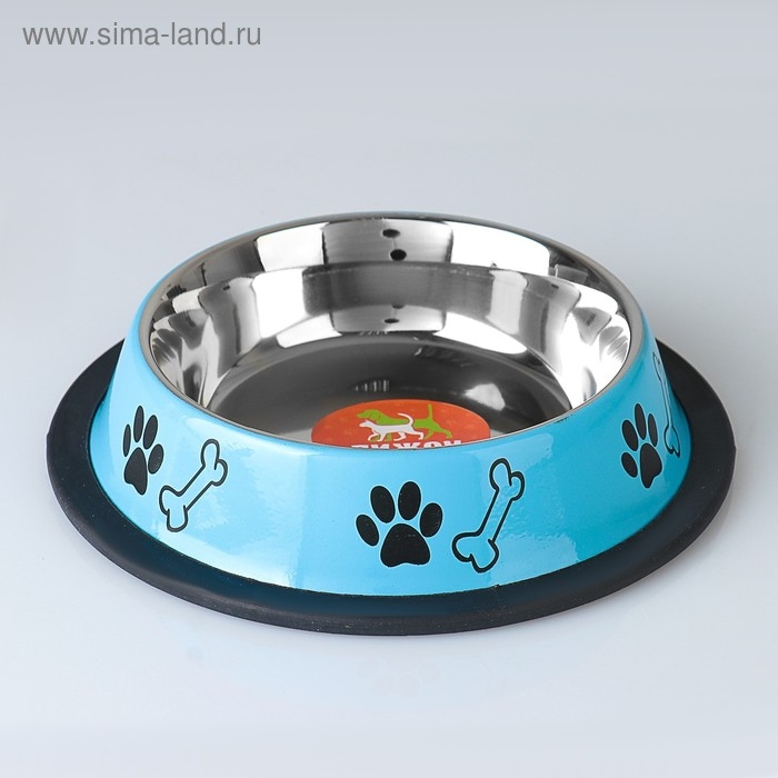 Миска с нескользящим основанием цветная с принтом, 235 мл, голубая Миска с нескользящим основанием цветная с принтом, 235 мл, голубая