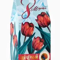 Чай подарочный в домике &laquo;8 Марта, тюльпаны&raquo;, со вкусом лесные ягоды, 50 г