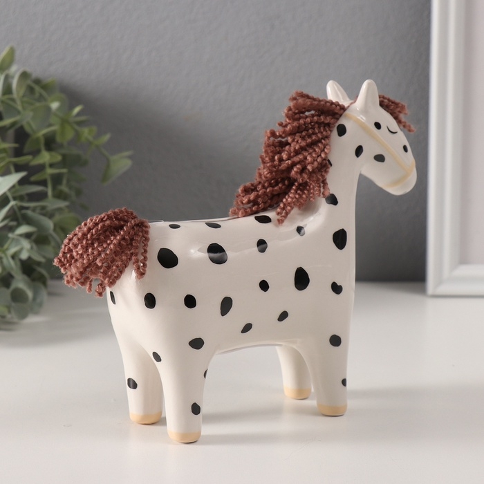 Копилка керамика Копилка керамика "Лошадка-брюнетка в горошек" 16х6,5х15,4 см