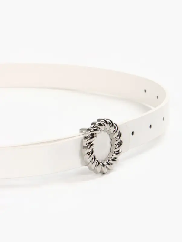 Ремень женский, 2.3&times;107 см, декоративная металлическая пряжка, белый
