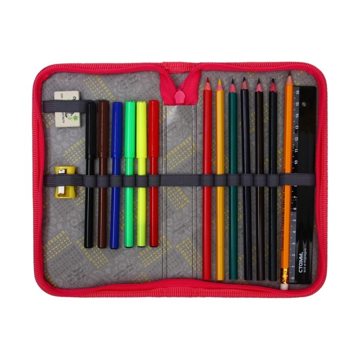 Пенал 1 секция, 115 х 205 мм, с наполнением 16 предметов, Calligrata Пенал 1 секция, 115 х 205 мм, с наполнением 16 предметов, Calligrata "Зайка" ламинированный картон, 30П26/set