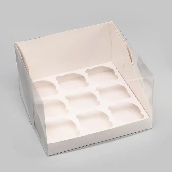 Коробка для 9 капкейков белая 23.5&times;23&times;14 см