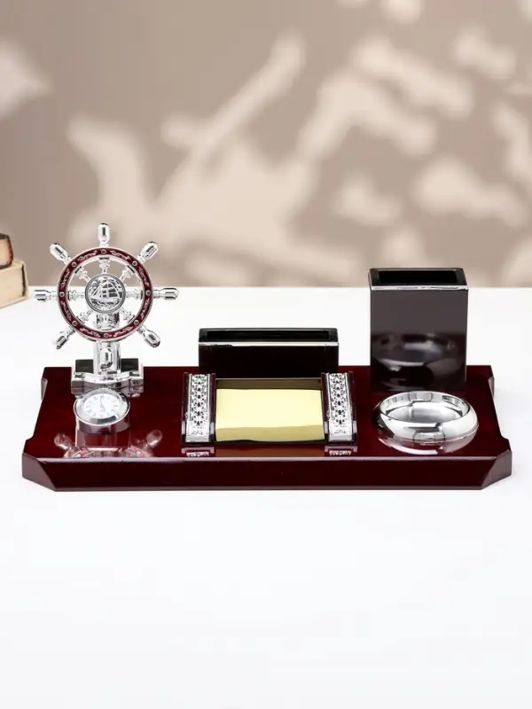 Набор настольный 6 в1 с визитницей, красное дерево