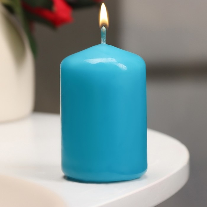 Свеча - цилиндр, 4×6 см, 9 ч, бирюза Свеча - цилиндр, 4×6 см, 9 ч, бирюза