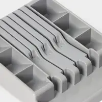 Лоток для столовых приборов с подставкой для ножей Доляна, 11 секций, 30&times;23.5&times;5 см, пластик, серый