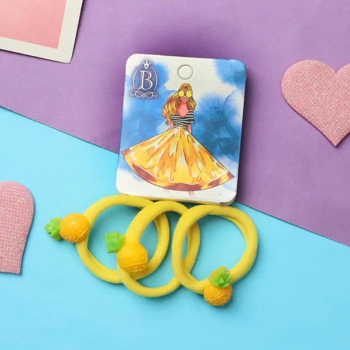 Резинка для волос  Резинка для волос "Сочное лето" (набор 3 шт) ананас, 4 см, жёлтый