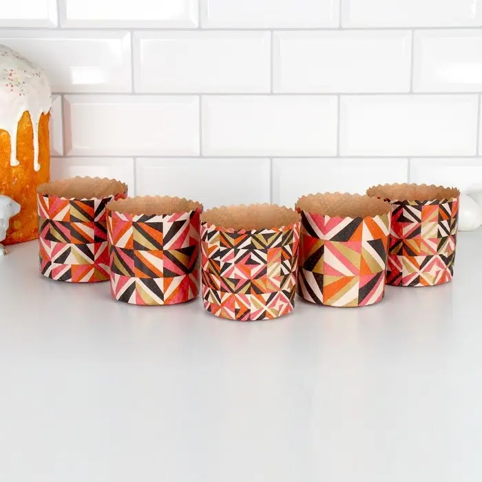 Форма бумажная для кулича «Модерн», 9×9 см, МИКС Форма бумажная для кулича «Модерн», 9×9 см, МИКС