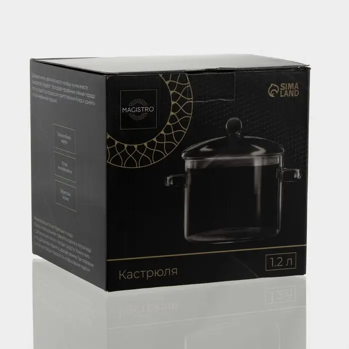 Кастрюля Magistro &laquo;Лия&raquo;, 1.2 л, d=14 см, с крышкой, жаропрочное стекло, прозрачная