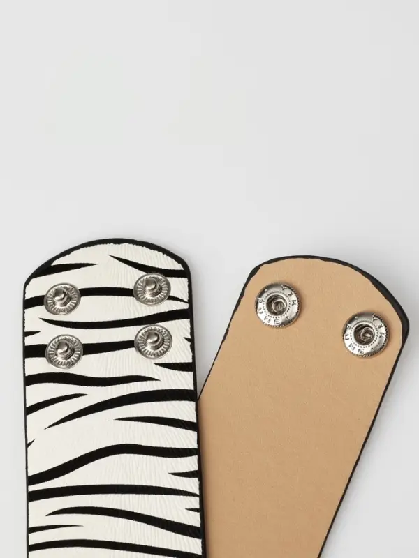 Браслет кожаный манжета &laquo;Сафари. Зебра&raquo;, L=23.5 см, широкий, чёрный, белый