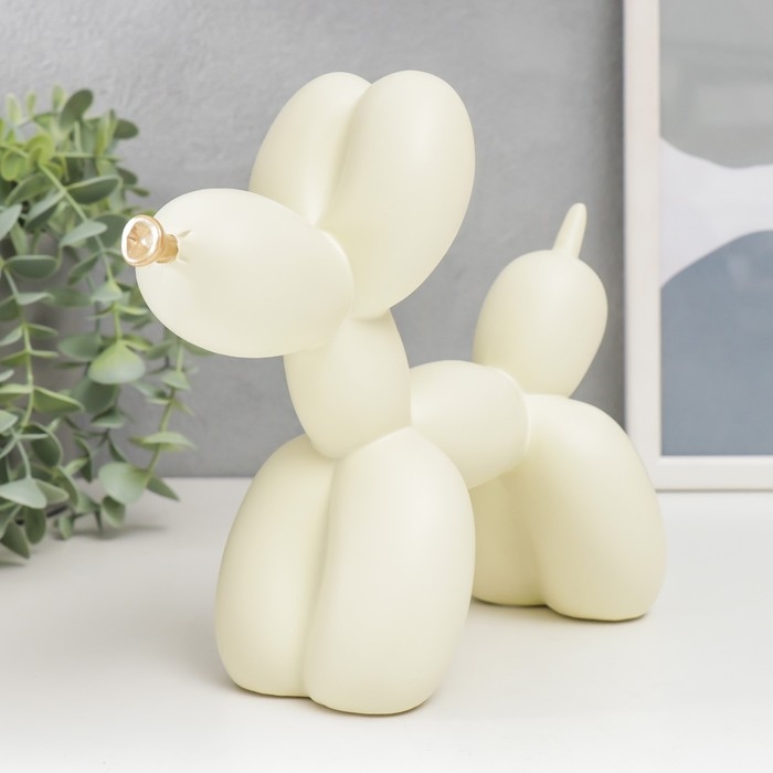 Сувенир полистоун Сувенир полистоун "Воздушный шарик - собачка с золотым носиком" сливочный 7,5х20,5х17,5 см