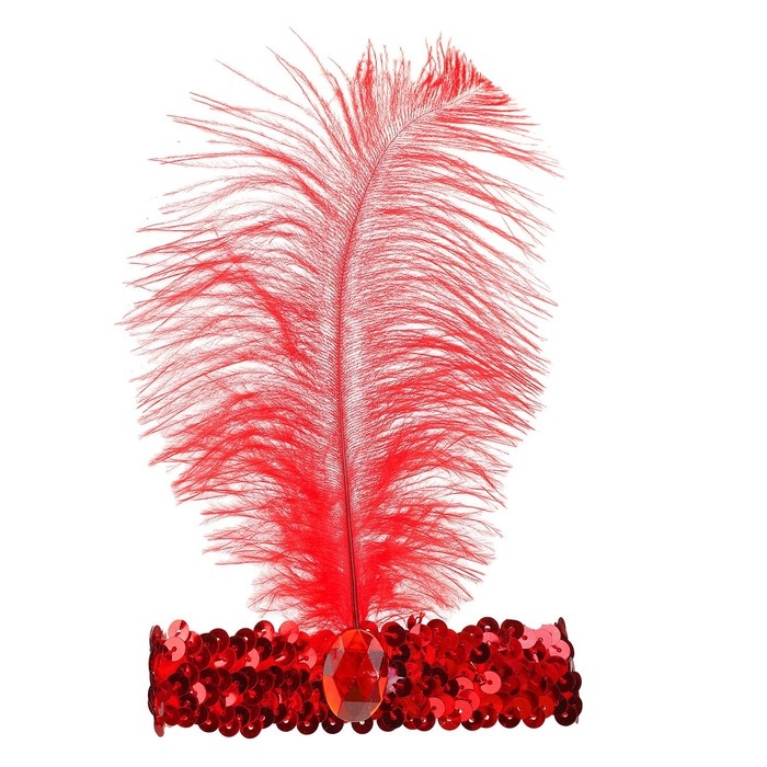 Повязка на голову, с пером, цвет красный Повязка на голову, с пером, цвет красный