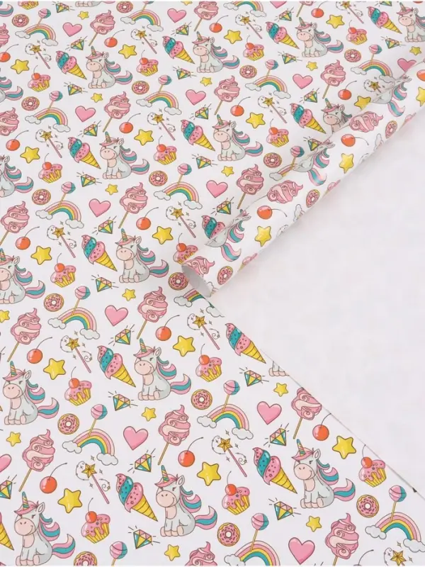 Бумага упаковочная глянцевая &laquo;Единорожки&raquo;, 70&times;100 см, 1 лист